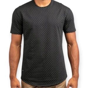 Bylt Men’s Black Grey Drop Cut Lux Polka Dot Short Sleeve Shirt Size Large